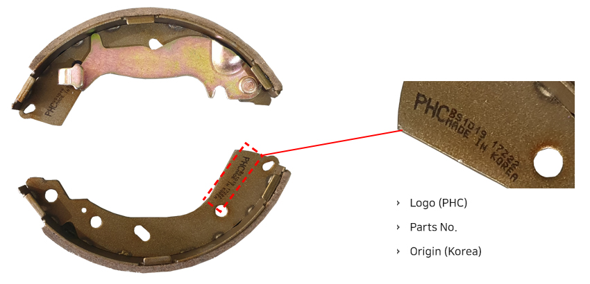 Marking & Details on Brake Shoe