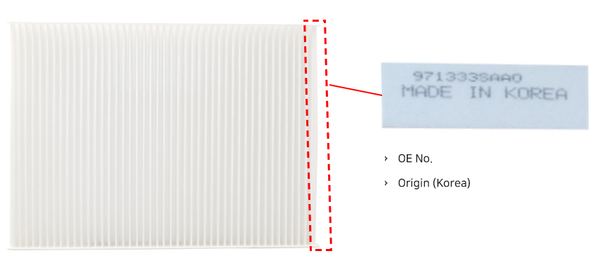 Marking & Details on Cabin filter