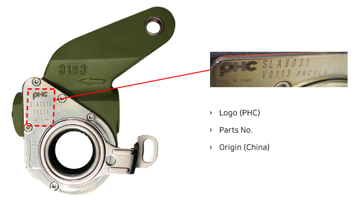 Marking & Details on Slack Adjuster